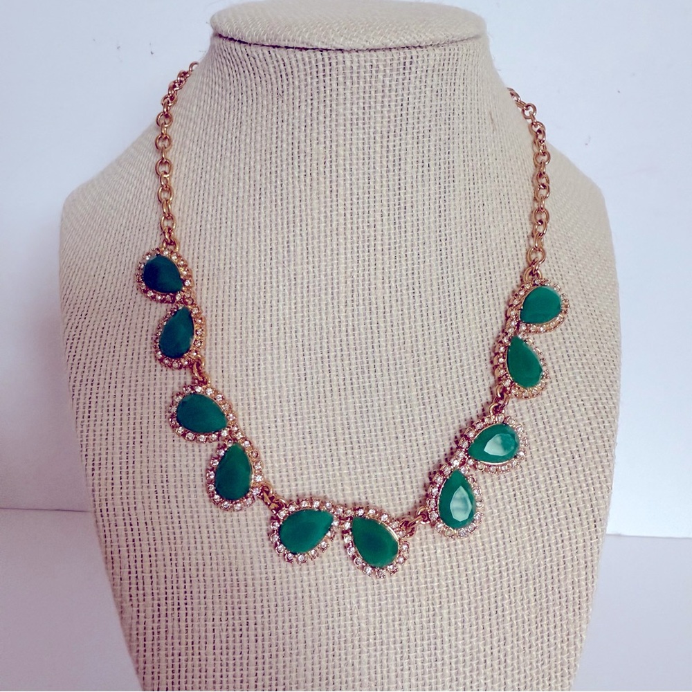 Kate Spade Green and Gold Statement Necklace EUC